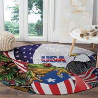 United States Puerto Rico Round Carpet USA Curve Flag With Coqui Drum - Wonder Print Shop