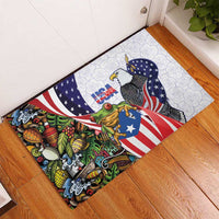 United States Puerto Rico Rubber Doormat USA Curve Flag With Coqui Drum - Wonder Print Shop
