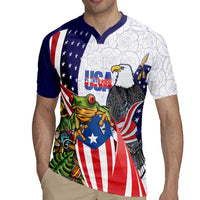 United States Puerto Rico Rugby Jersey USA Curve Flag With Coqui Drum - Wonder Print Shop