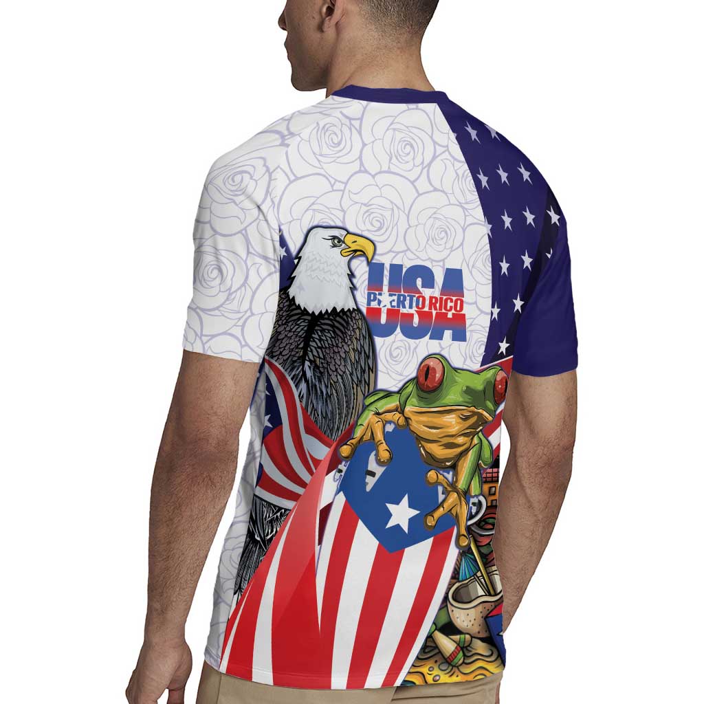 United States Puerto Rico Rugby Jersey USA Curve Flag With Coqui Drum - Wonder Print Shop
