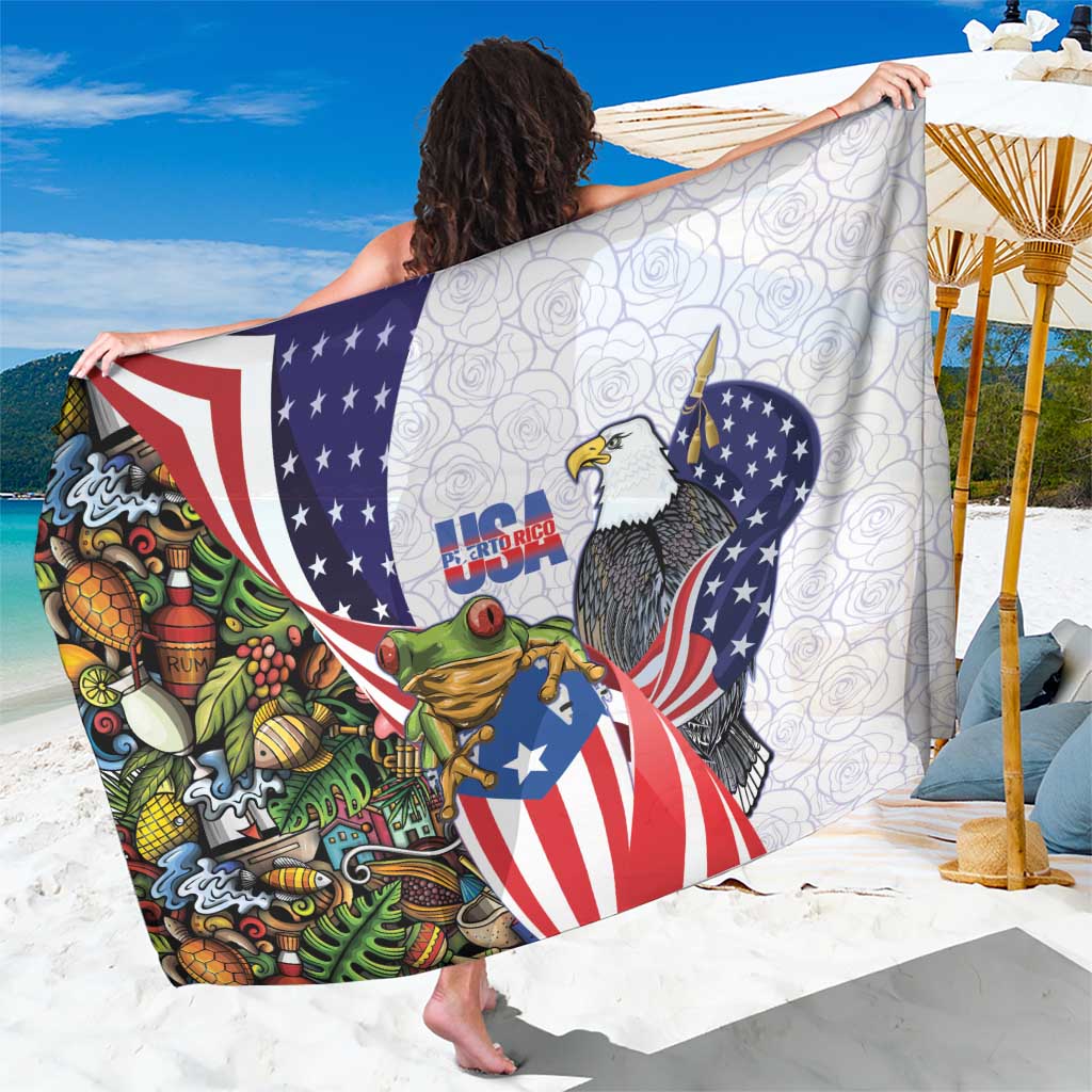 United States Puerto Rico Sarong USA Curve Flag With Coqui Drum - Wonder Print Shop
