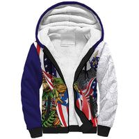United States Puerto Rico Sherpa Hoodie USA Curve Flag With Coqui Drum - Wonder Print Shop
