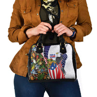 United States Puerto Rico Shoulder Handbag USA Curve Flag With Coqui Drum - Wonder Print Shop