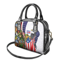 United States Puerto Rico Shoulder Handbag USA Curve Flag With Coqui Drum - Wonder Print Shop