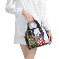 United States Puerto Rico Shoulder Handbag USA Curve Flag With Coqui Drum - Wonder Print Shop
