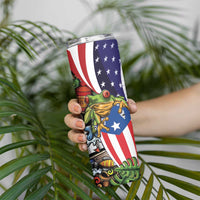 United States Puerto Rico Skinny Tumbler USA Curve Flag With Coqui Drum - Wonder Print Shop