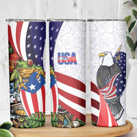 United States Puerto Rico Skinny Tumbler USA Curve Flag With Coqui Drum - Wonder Print Shop