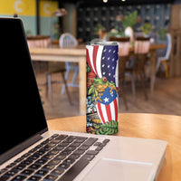 United States Puerto Rico Skinny Tumbler USA Curve Flag With Coqui Drum - Wonder Print Shop