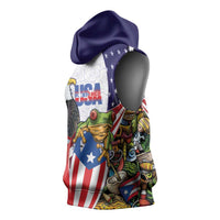 United States Puerto Rico Sleeveless Hoodie USA Curve Flag With Coqui Drum - Wonder Print Shop