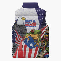 United States Puerto Rico Sleeveless Puffer Jacket USA Curve Flag With Coqui Drum - Wonder Print Shop