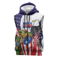 United States Puerto Rico Sleeveless Zip Hoodie USA Curve Flag With Coqui Drum - Wonder Print Shop