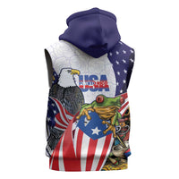 United States Puerto Rico Sleeveless Zip Hoodie USA Curve Flag With Coqui Drum - Wonder Print Shop