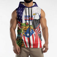 United States Puerto Rico Sleeveless Zip Hoodie USA Curve Flag With Coqui Drum - Wonder Print Shop