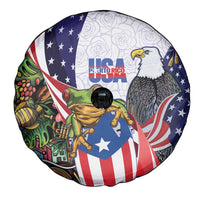 United States Puerto Rico Spare Tire Cover USA Curve Flag With Coqui Drum - Wonder Print Shop