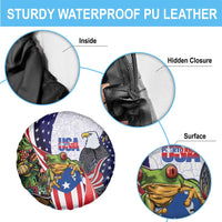 United States Puerto Rico Spare Tire Cover USA Curve Flag With Coqui Drum - Wonder Print Shop