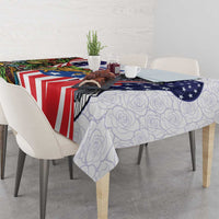United States Puerto Rico Tablecloth USA Curve Flag With Coqui Drum - Wonder Print Shop