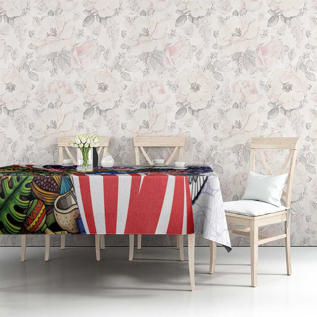 United States Puerto Rico Tablecloth USA Curve Flag With Coqui Drum - Wonder Print Shop