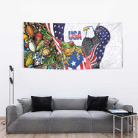 United States Puerto Rico Tapestry USA Curve Flag With Coqui Drum - Wonder Print Shop