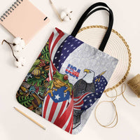 United States Puerto Rico Tote Bag USA Curve Flag With Coqui Drum - Wonder Print Shop