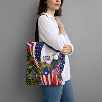 United States Puerto Rico Tote Bag USA Curve Flag With Coqui Drum - Wonder Print Shop