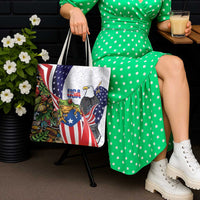United States Puerto Rico Tote Bag USA Curve Flag With Coqui Drum - Wonder Print Shop