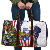 United States Puerto Rico Travel Bag USA Curve Flag With Coqui Drum - Wonder Print Shop