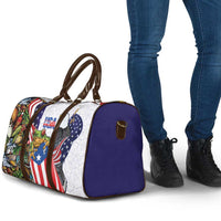 United States Puerto Rico Travel Bag USA Curve Flag With Coqui Drum - Wonder Print Shop