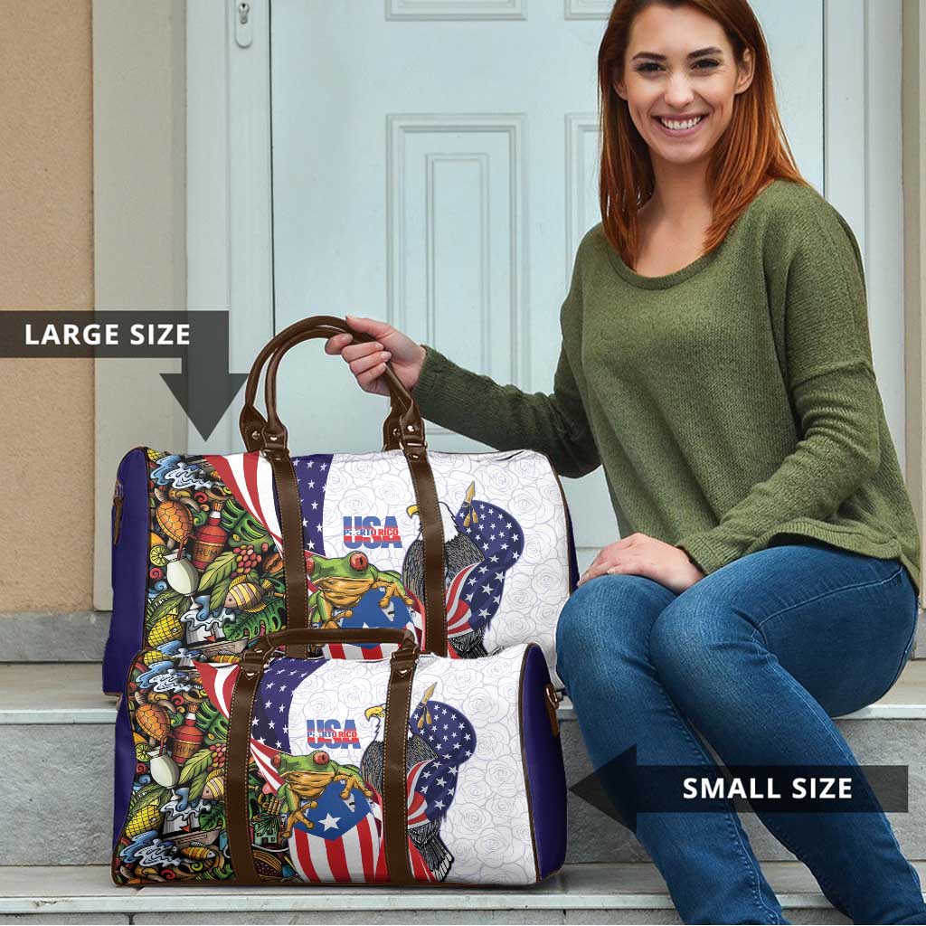 United States Puerto Rico Travel Bag USA Curve Flag With Coqui Drum - Wonder Print Shop