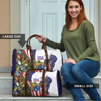 United States Puerto Rico Travel Bag USA Curve Flag With Coqui Drum - Wonder Print Shop