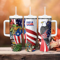 United States Puerto Rico Tumbler With Handle USA Curve Flag With Coqui Drum - Wonder Print Shop