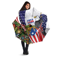 United States Puerto Rico Umbrella USA Curve Flag With Coqui Drum - Wonder Print Shop