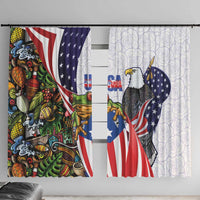 United States Puerto Rico Window Curtain USA Curve Flag With Coqui Drum - Wonder Print Shop