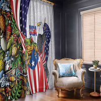 United States Puerto Rico Window Curtain USA Curve Flag With Coqui Drum - Wonder Print Shop