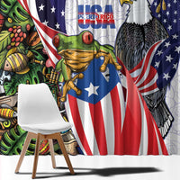 United States Puerto Rico Window Curtain USA Curve Flag With Coqui Drum - Wonder Print Shop