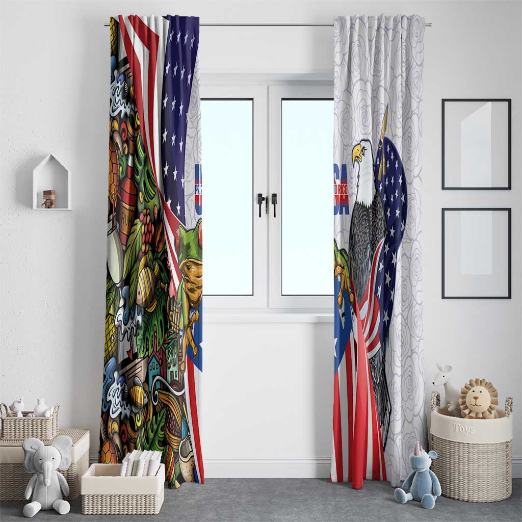 United States Puerto Rico Window Curtain USA Curve Flag With Coqui Drum - Wonder Print Shop