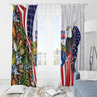 United States Puerto Rico Window Curtain USA Curve Flag With Coqui Drum - Wonder Print Shop