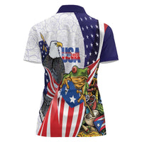 United States Puerto Rico Women Polo Shirt USA Curve Flag With Coqui Drum - Wonder Print Shop