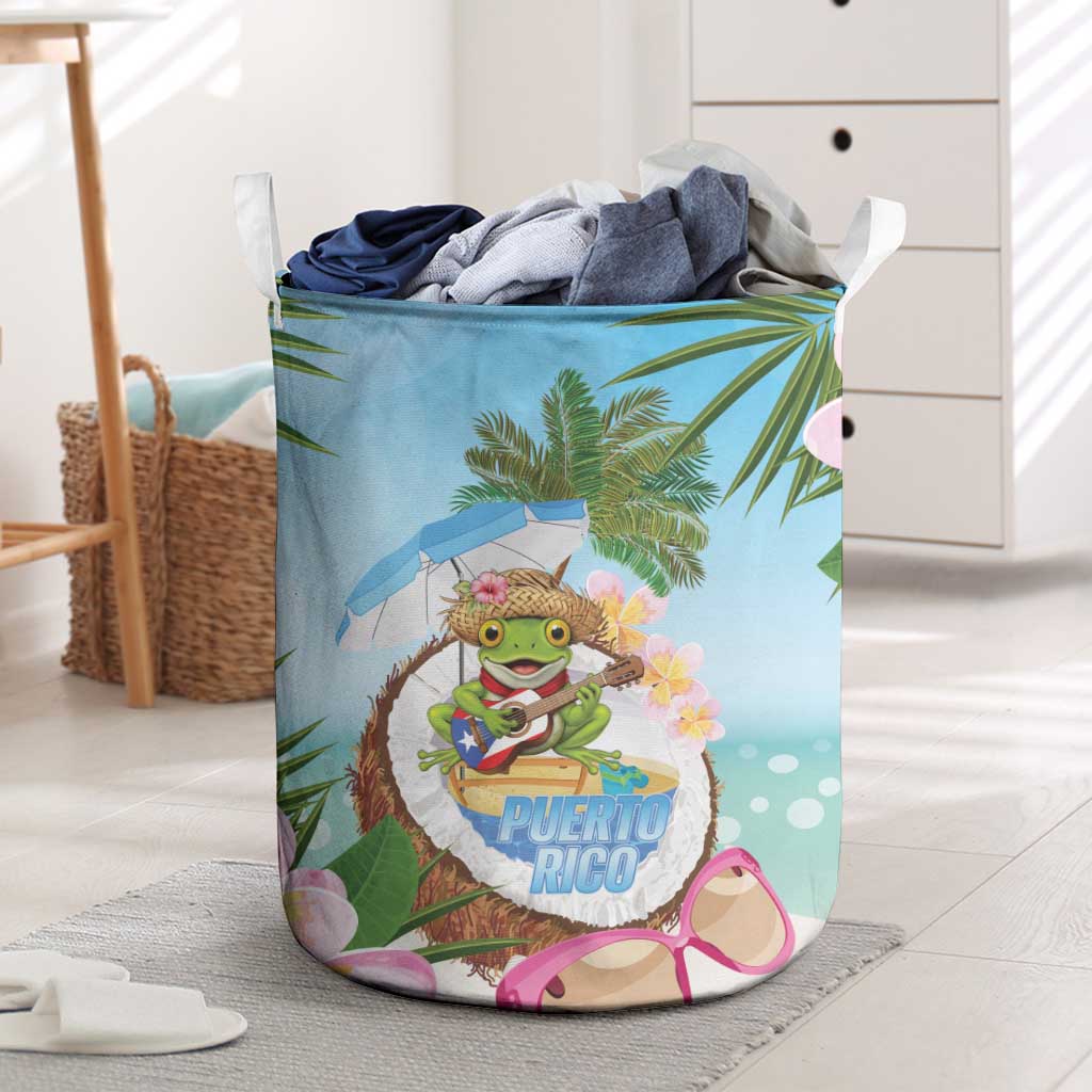 Puerto Rico Pava Coqui Laundry Basket Spirit Frog Tropical Beach Vibes - Wonder Print Shop