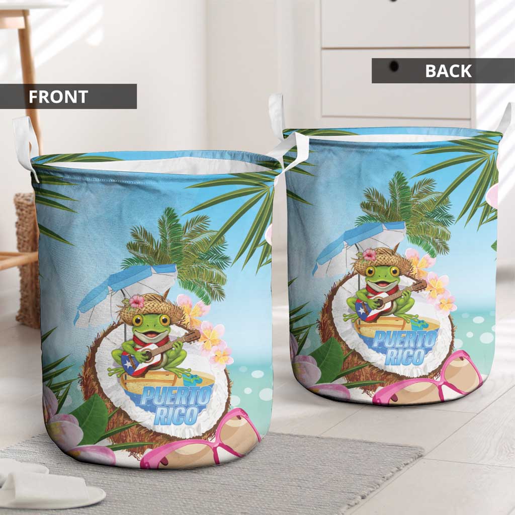 Puerto Rico Pava Coqui Laundry Basket Spirit Frog Tropical Beach Vibes - Wonder Print Shop