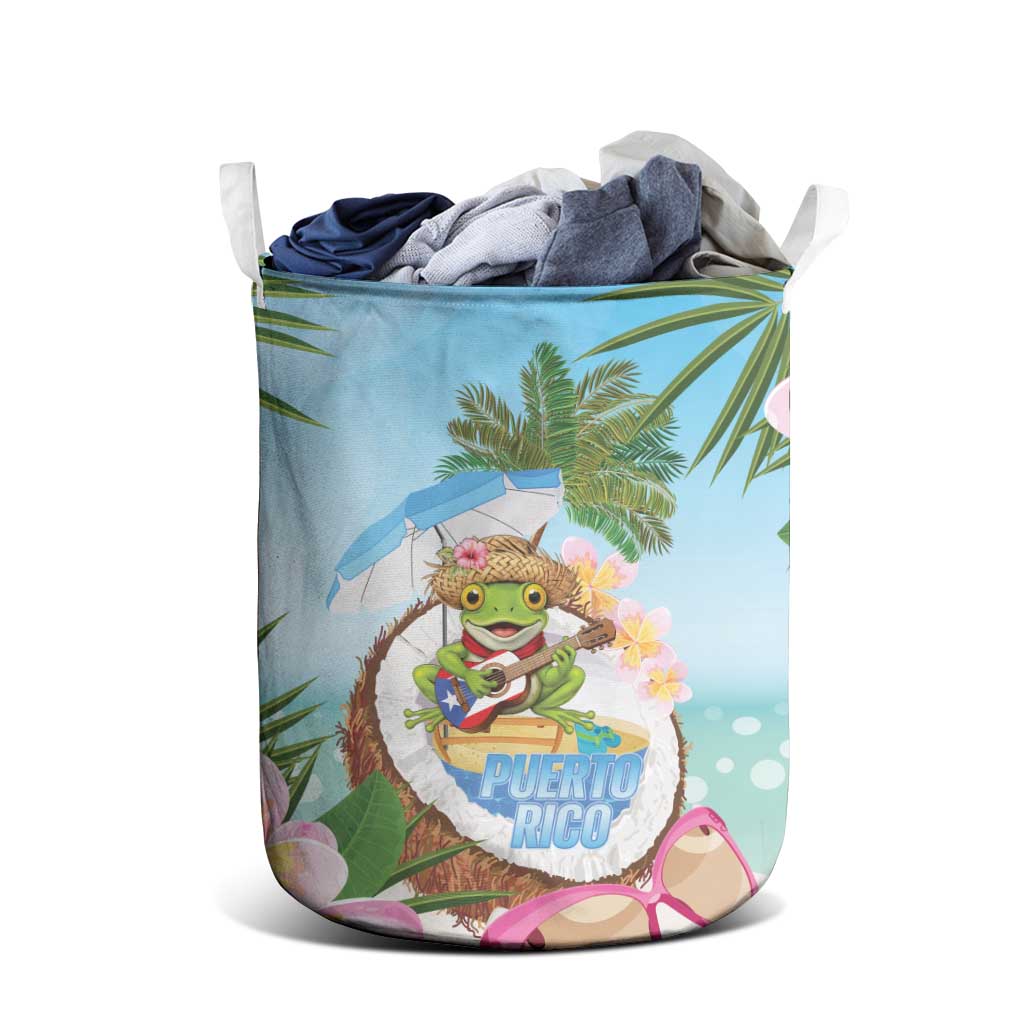 Puerto Rico Pava Coqui Laundry Basket Spirit Frog Tropical Beach Vibes - Wonder Print Shop