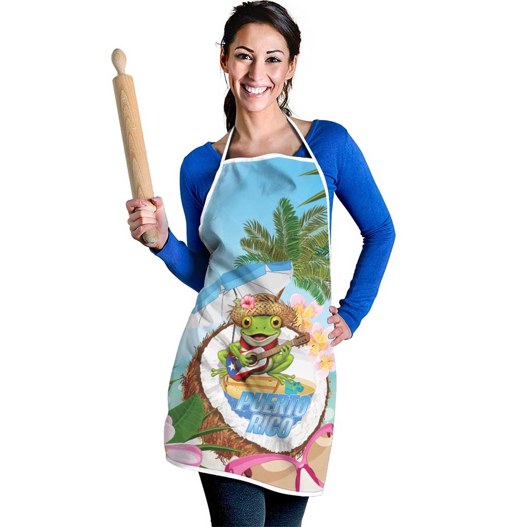 Puerto Rico Pava Coqui Apron Spirit Frog Tropical Beach Vibes - Wonder Print Shop