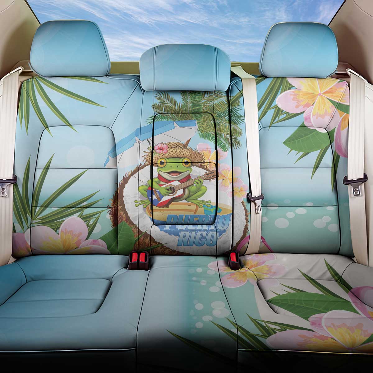 Puerto Rico Pava Coqui Back Car Seat Cover Spirit Frog Tropical Beach Vibes - Wonder Print Shop
