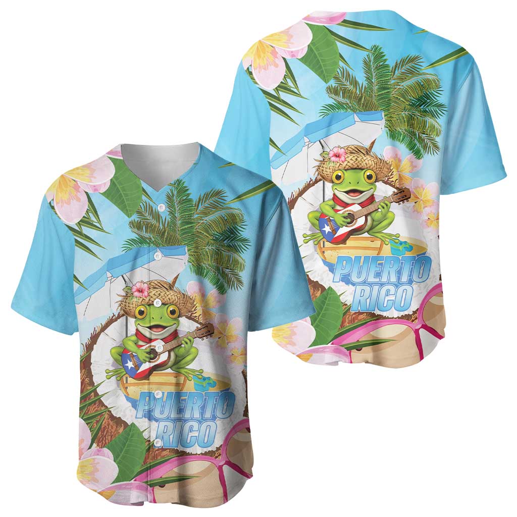 Puerto Rico Pava Coqui Baseball Jersey Spirit Frog Tropical Beach Vibes - Wonder Print Shop