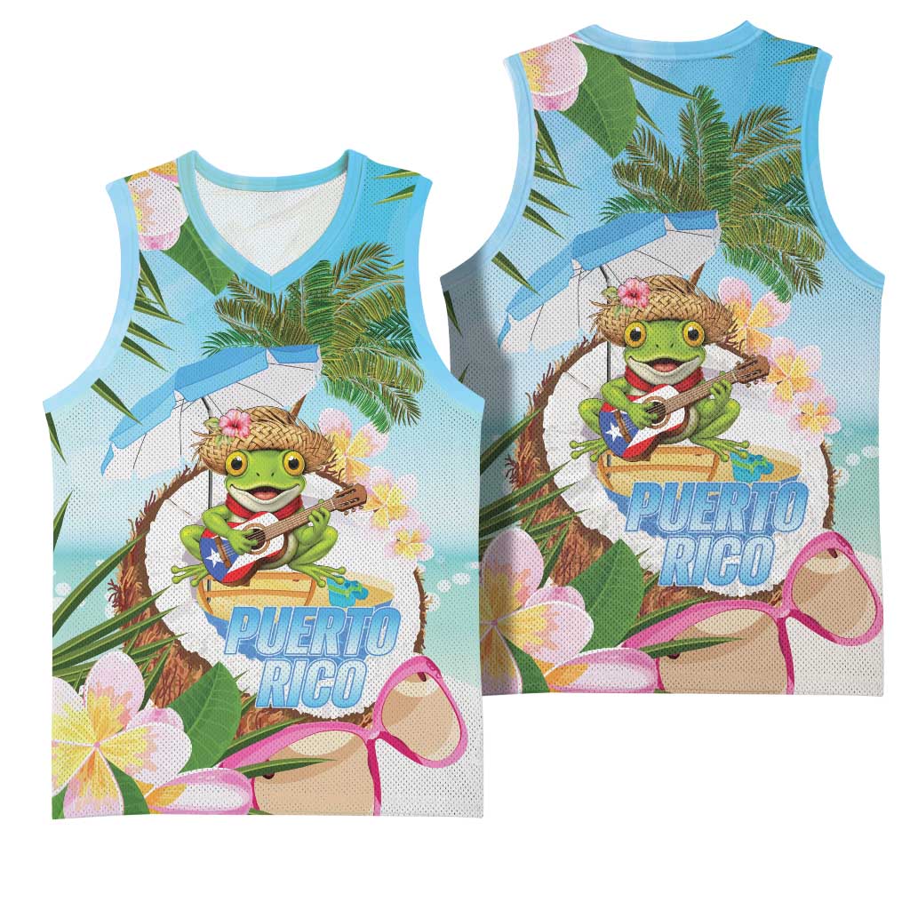 Puerto Rico Pava Coqui Basketball Jersey Spirit Frog Tropical Beach Vibes - Wonder Print Shop