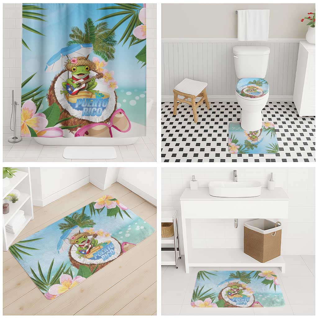 Puerto Rico Pava Coqui Bathroom Set Spirit Frog Tropical Beach Vibes - Wonder Print Shop