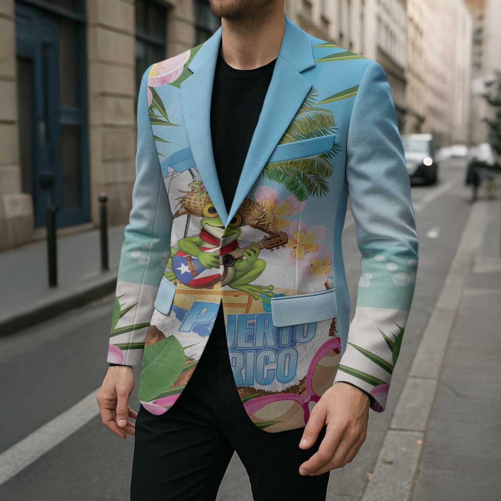 Puerto Rico Pava Coqui Blazer Spirit Frog Tropical Beach Vibes - Wonder Print Shop
