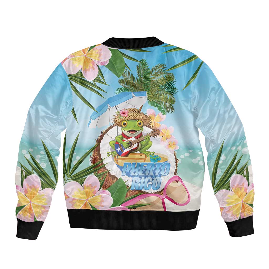 Puerto Rico Pava Coqui Bomber Jacket Spirit Frog Tropical Beach Vibes - Wonder Print Shop
