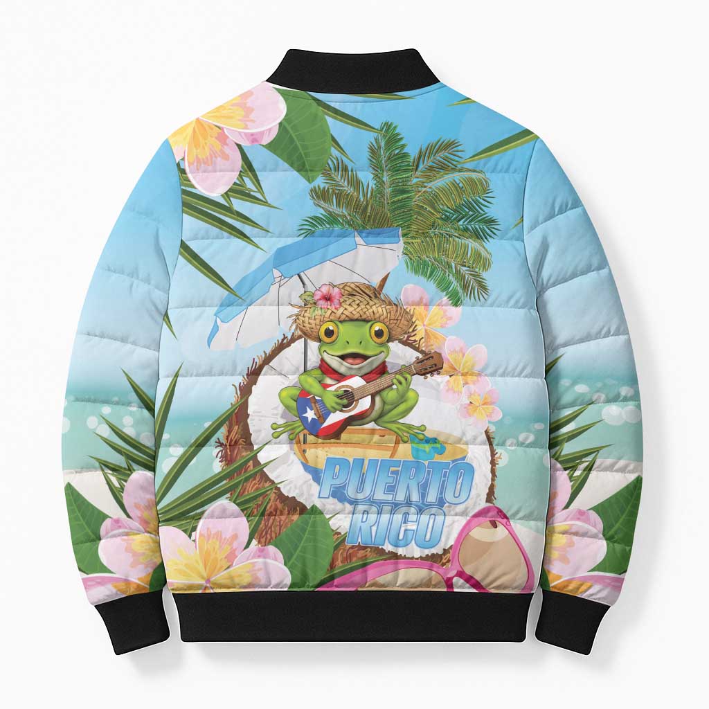 Puerto Rico Pava Coqui Bomber Puffer Jacket Spirit Frog Tropical Beach Vibes - Wonder Print Shop