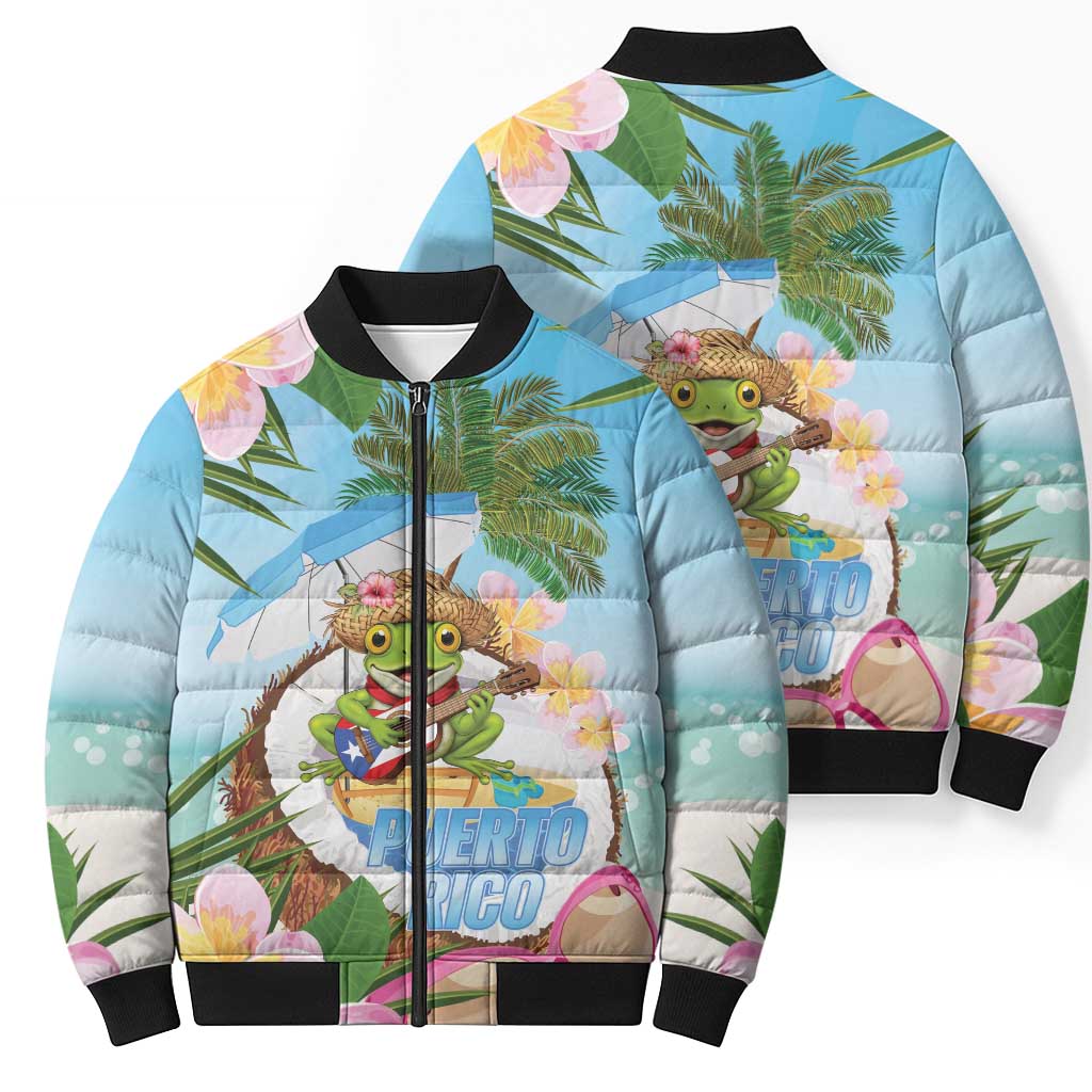 Puerto Rico Pava Coqui Bomber Puffer Jacket Spirit Frog Tropical Beach Vibes - Wonder Print Shop