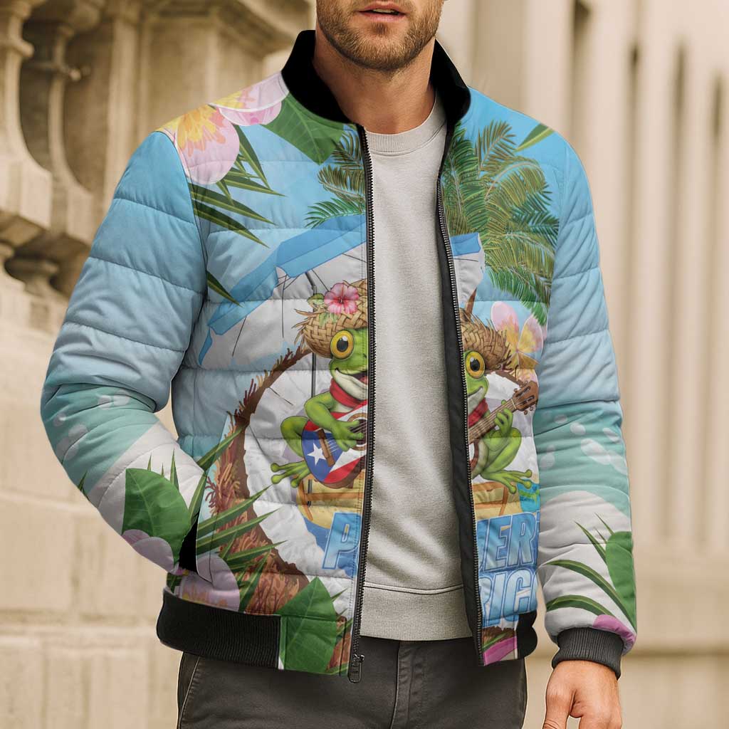 Puerto Rico Pava Coqui Bomber Puffer Jacket Spirit Frog Tropical Beach Vibes - Wonder Print Shop